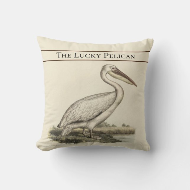 Personalisierte Vintage Wasserfarbe Pelican Kissen (Vorderseite)