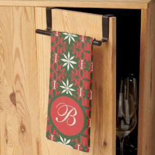 Personalisierte Vintage-Weihnachts-/Wintermuster Geschirrtuch