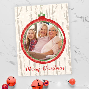 Personalisierte Vintage-Weihnachtsbirne-Foto-Feier Postkarte