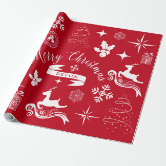 Personalisierte Vintage Weihnachtsfeier Geschenkpapier