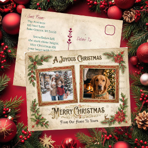 Personalisierte Vintage-Weihnachtsfotocollage Postkarte