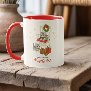 Personalisierte vintage Weihnachtskatze Unartige L Tasse