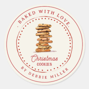 Personalisierte Vintage-Weihnachtsplätzchen-Backen Runder Aufkleber