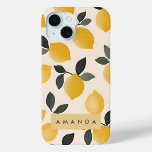 Personalisierte Vintage Zitronen mit grünen Blätte Case-Mate iPhone Hülle