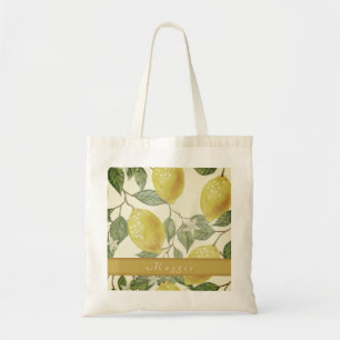 Personalisierte Vintage Zitronengelbe Sommerfrucht Tragetasche