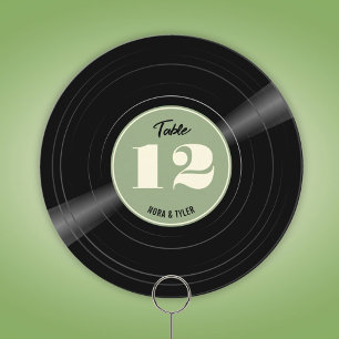 Personalisierte Vinyl Record Sage Green Tischnumme Save The Date