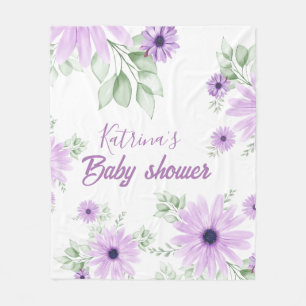 Personalisierte Violett Wasserfarben Blume Kinderd Fleecedecke