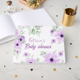 Personalisierte Violett Wasserfarben Blume Kinderd Gästebuch