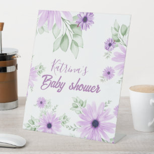 Personalisierte Violett Wasserfarben Blume Kinderd Sockelschild