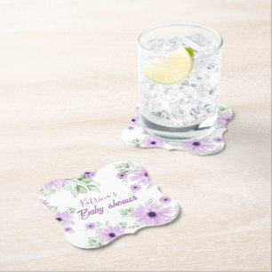 Personalisierte Violett Wasserfarben Blume Kinderd Untersetzer