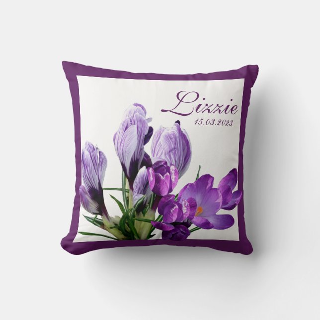 Personalisierte violette Blüten mit individuellem  Kissen (Vorderseite)