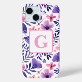 Personalisierte, violette Handblumen Case-Mate iPhone Hülle