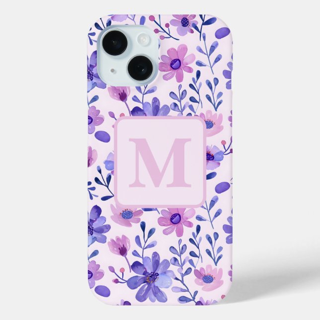 Personalisierte, violette Handblumen Case-Mate iPhone Hülle (Rückseite)