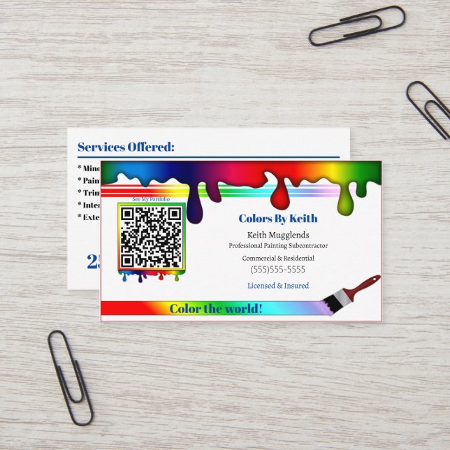 Personalisierte Visitenkarte des AN (Vorderseite/Rückseite Beispiel)