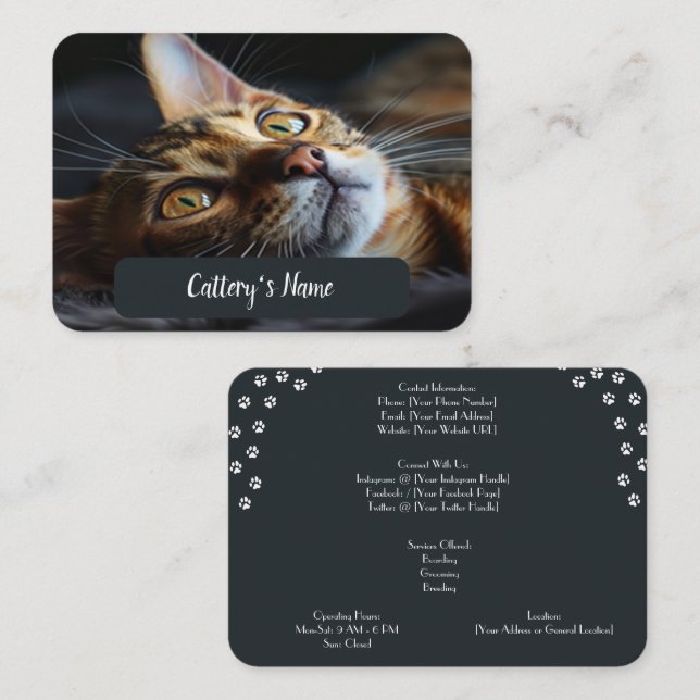 Personalisierte Visitenkarte für Bengalische Katze Telefonnummerkarte (Vorne/Hinten)