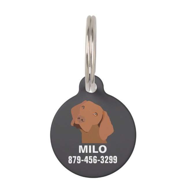 Personalisierte Vizsla Dog Haustiermarke (Vorderseite)