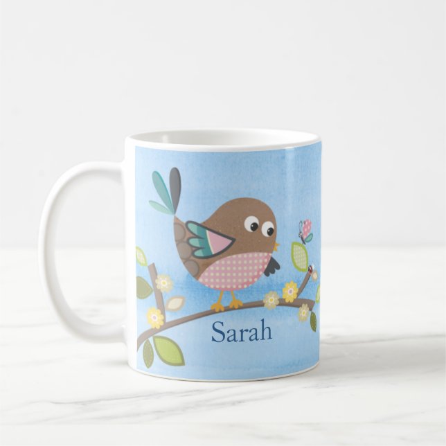 Personalisierte Vogel-Tasse Kaffeetasse (Links)