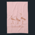Personalisierte Vogelkunst in Rost und Rost Zeichn Geschirrtuch<br><div class="desc">Personalisiertes Minimalistisches Rosa und Rost-Braun Linie Zeichnend Küchenhandtuch</div>