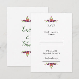 Personalisierte Volksblumen-Hochzeits-RSVP-Karte RSVP Karte