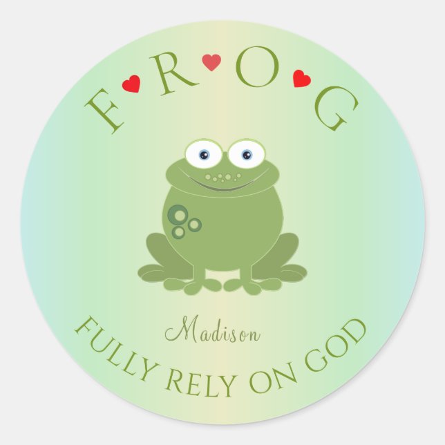 Personalisierte Voll auf die Gottesfrosch-Klassik- Runder Aufkleber (Vorderseite)