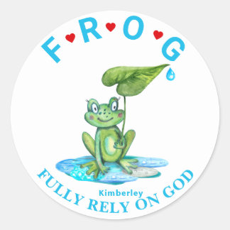 Personalisierte Voll auf die Gottesfrosch-Klassik- Runder Aufkleber