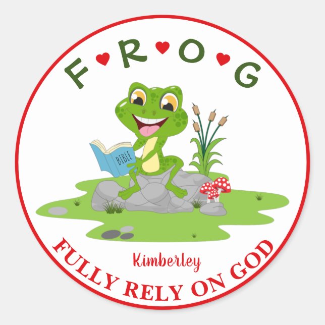 Personalisierte Voll auf die Gottesfrosch-Klassik- Runder Aufkleber (Vorderseite)