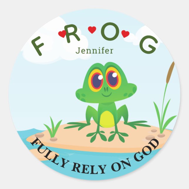 Personalisierte Voll auf die Gottesfrosch-Klassik- Runder Aufkleber (Vorderseite)