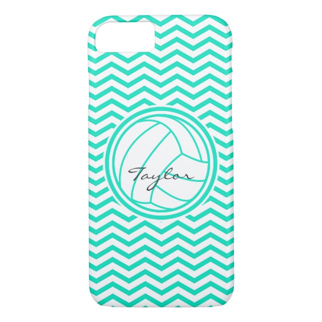 Personalisierte Volleyball; Aqua Green Zickzack Case-Mate iPhone Hülle (Rückseite)