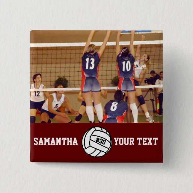 Personalisierte Volleyball-Foto Button (Vorderseite)