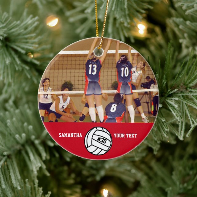 Personalisierte Volleyball-Foto Keramikornament (Baum)