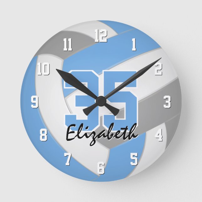 personalisierte Volleyball-Girls Runde Wanduhr (Vorderseite)