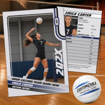 Personalisierte Volleyball-Handels Karte Blau Grau