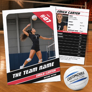 Personalisierte Volleyball-Handels Karte Weiß Rot