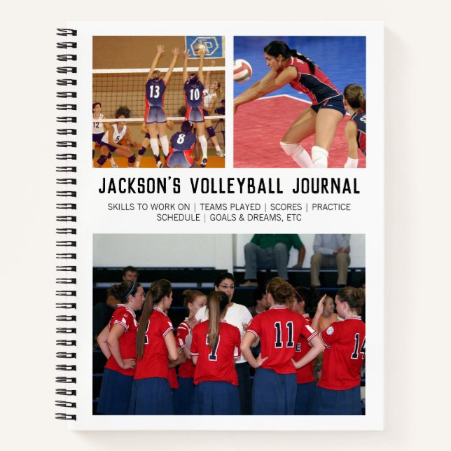 Personalisierte Volleyballmannschaft FotoCollage Notizbuch (Vorderseite)