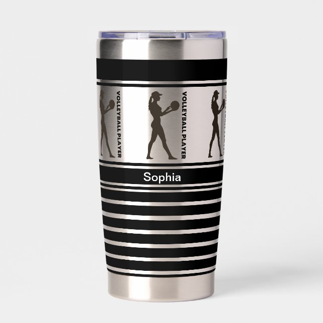 Personalisierte Volleyballspielerin Thermobecher (Vorderseite)