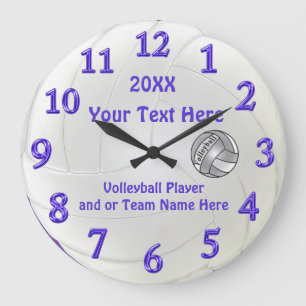 Personalisierte Volleyballuhren mit 3 Textboxen Große Wanduhr