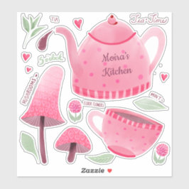 Personalisierte, von Hand angestrichene, rosa Tea- Aufkleber