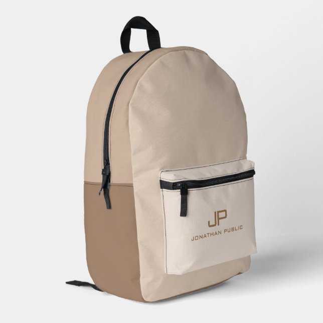 Personalisierte Vorlage für trendige Beige Farbtön Bedruckter Rucksack (Rückseitige Ecke links)