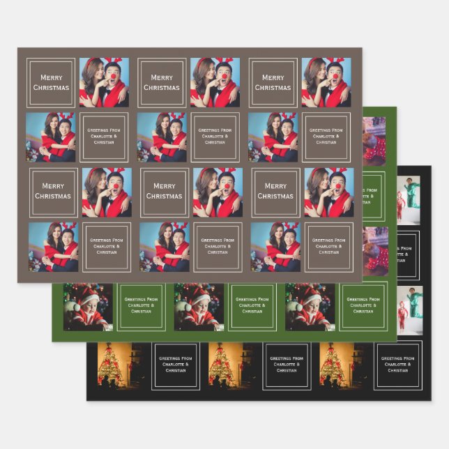 Personalisierte Vorlage für Weihnachtsfotografie Geschenkpapier Set (Set)