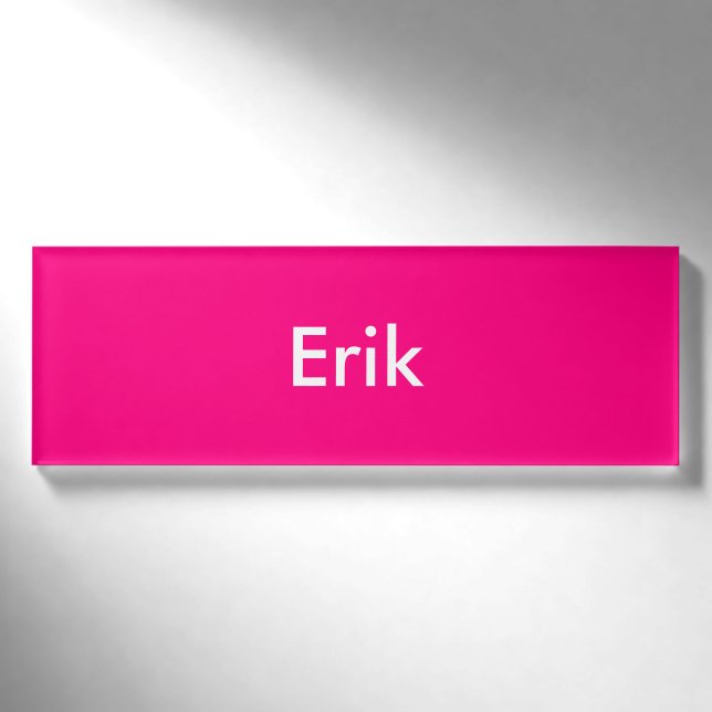 Personalisierte Vorlage in leuchtend rosa Namenschild (Vorderseite)