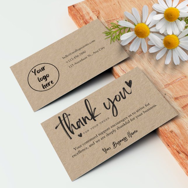 Personalisierte Vorlagen für Unternehmen dank Kart Visitenkarte (Personalized Business Thank You Card Templates brown 2)