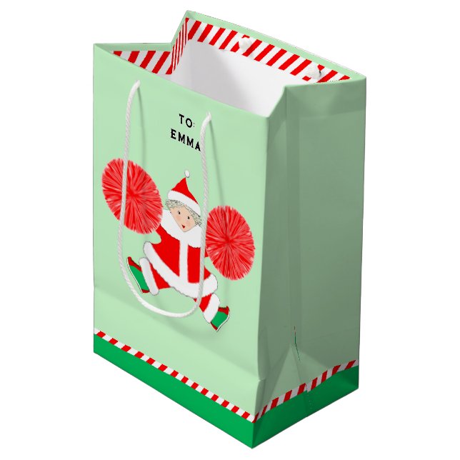 Personalisierte Vorweihnachtszeit Mittlere Geschenktüte (Vorderseite Schrägansicht)