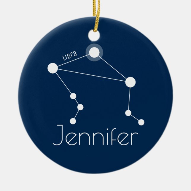 Personalisierte Waage-Konstellations-Verzierung Keramik Ornament (Vorne)