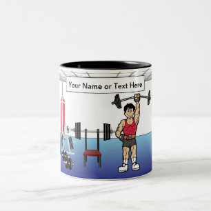 Personalisierte Waghtlifter - Männlicher Cartoon Zweifarbige Tasse