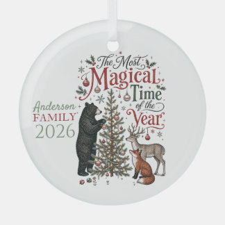 Personalisierte Wald-Weihnachtsfiguren Ornament Aus Glas