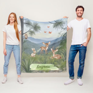Personalisierte Waldtiere für Jungen Spaß Fleecedecke