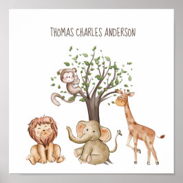 Personalisierte Waldtiere Kinderzimmer Mauer Kunst Poster