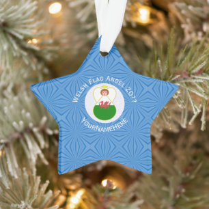 Personalisierte walisische Engels-Hanukkah-Flagge  Ornament