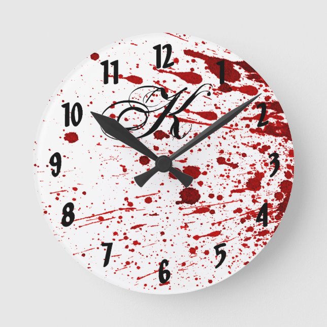Personalisierte Wall-Clock-Blut-Spritzer Vampire G Runde Wanduhr (Vorderseite)