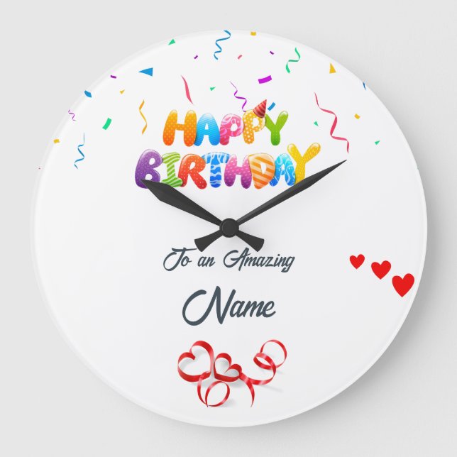 Personalisierte Wall Clock - Einzigartiges Geburts Große Wanduhr (Vorderseite)